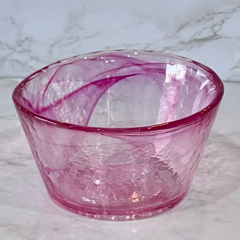 KOSTA BODA Pink Swirl Art Glass Mine 6” Bowl By Ulrica Hydman-Vallien - GORG! - Picture 13 of 16